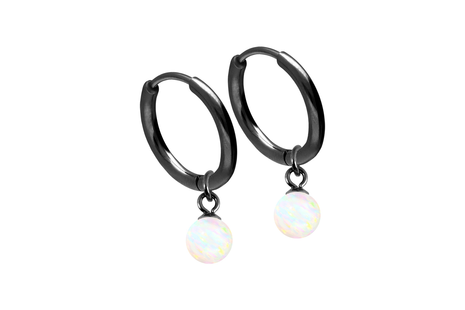 Chirurgenstahl Ohrclicker Creolen SYNTHETISCHER OPAL von Piercingline